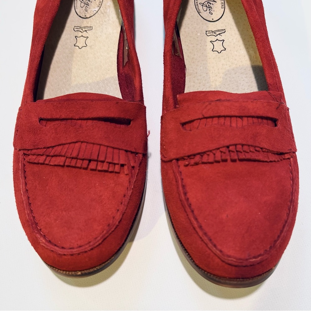 European Red Suede Leather Loafers